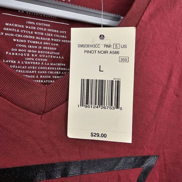 NEW Guess Womens Top Large Cap Sleeve Pinot‎ Noir Cotton New York Logo - Picture 6 of 11